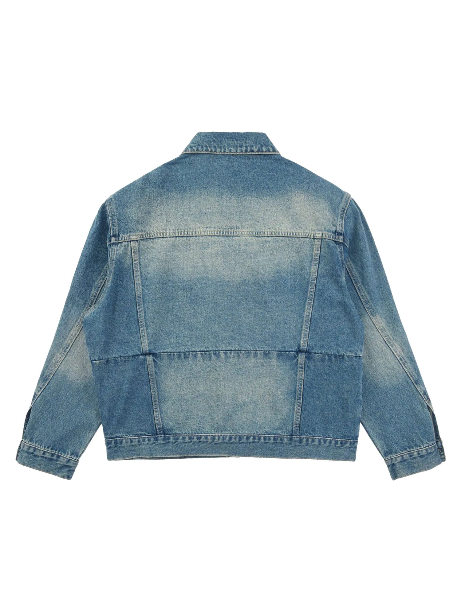 Thesupermade High Street Graffiti Lettered Distressed Washed Denim Jacket