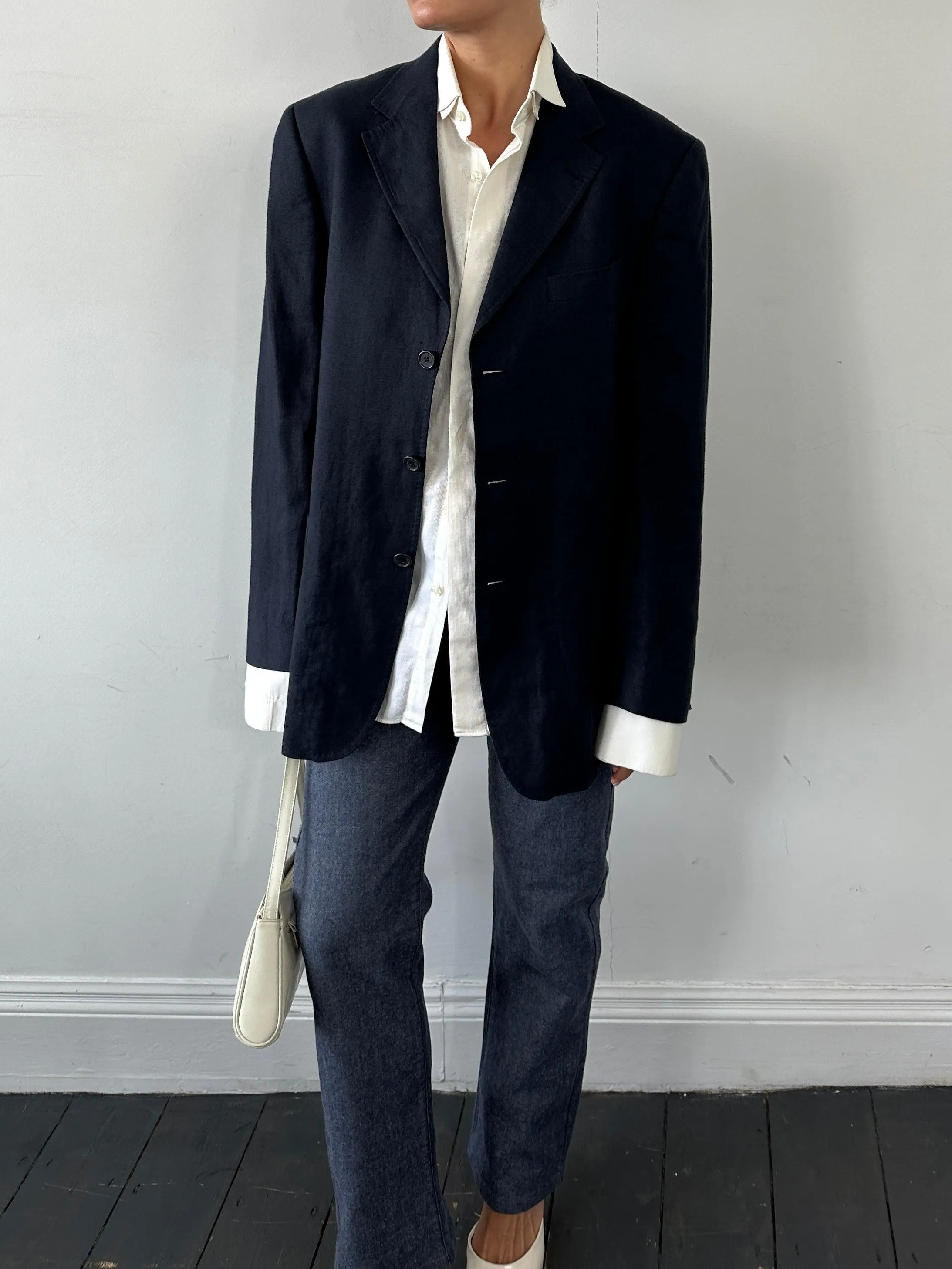 Vintage Pure Linen Single Breasted Blazer - L