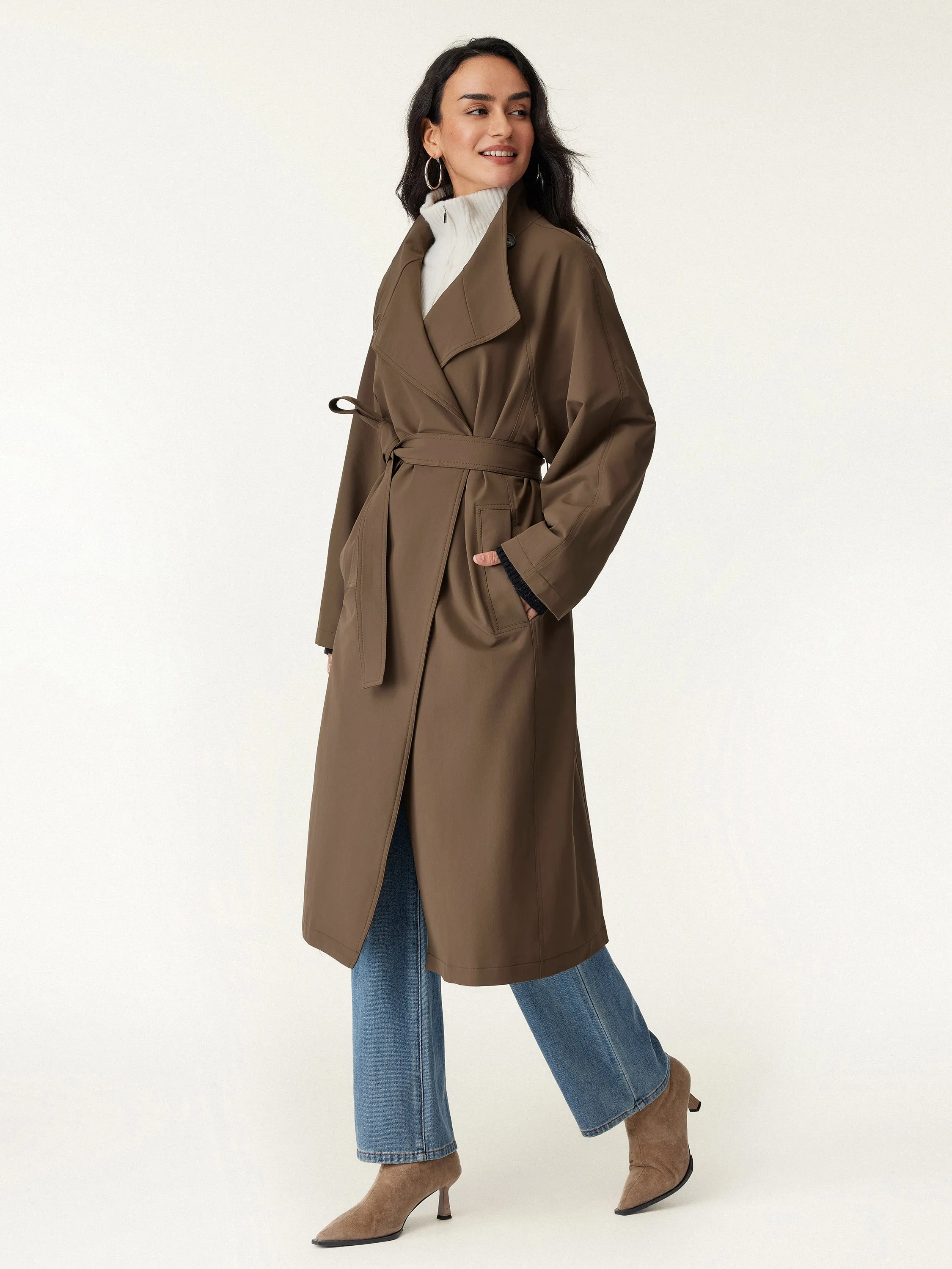 Waterproof Belted Trench Coat