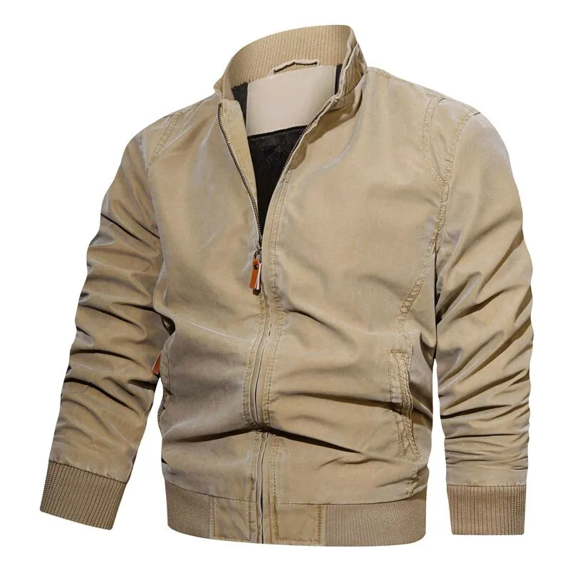 West Louis™ Mens Spring Casual Fleece Tactical Bomber Jacket