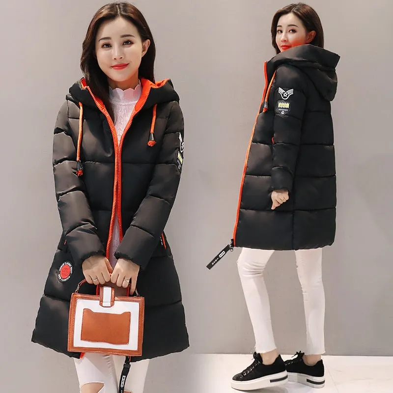 Winter Jacket Women Coat Hooded Outwear Female Parka Thick Cotton Padded Lining