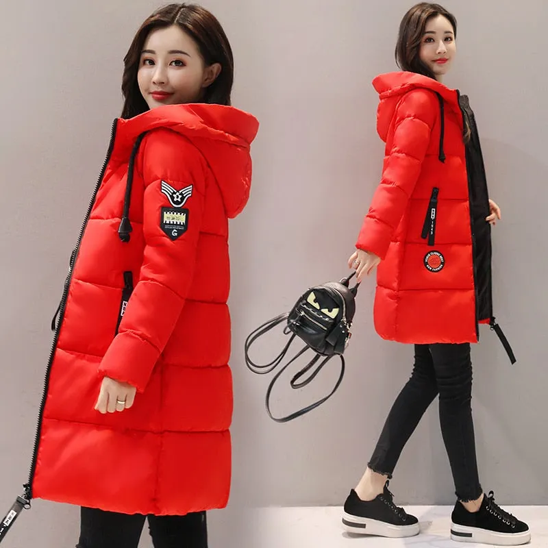 Winter Jacket Women Coat Hooded Outwear Female Parka Thick Cotton Padded Lining