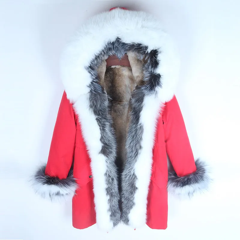 Women's Winter Casual Thick Slim Long Parka With Raccoon Fur