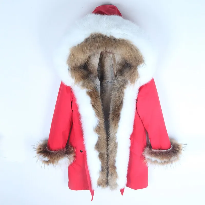 Women's Winter Casual Thick Slim Long Parka With Raccoon Fur