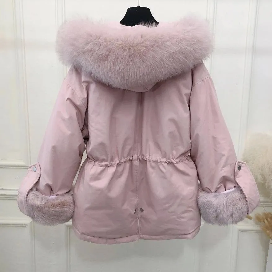 Women's Winter Casual Thick Slim Warm Parka With Fox Fur