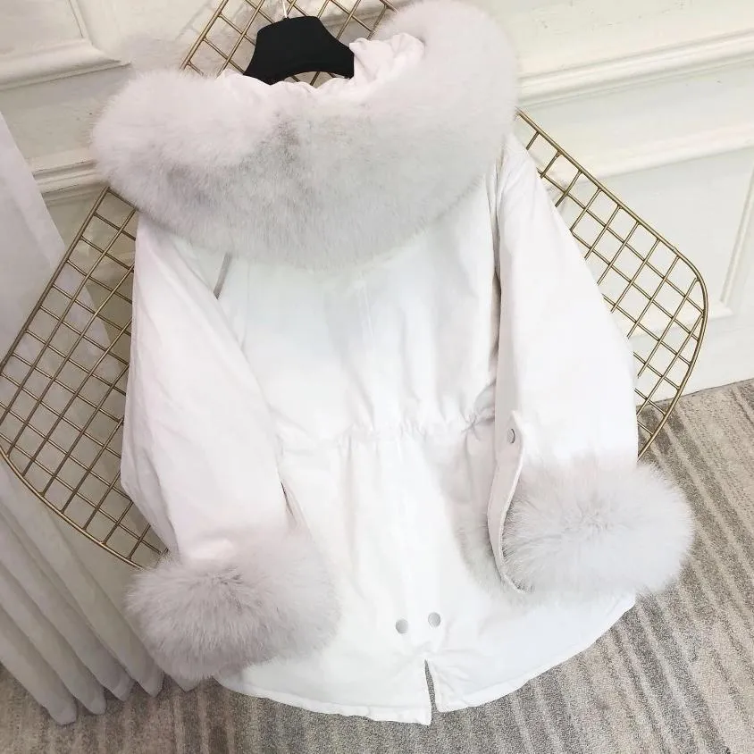 Women's Winter Casual Thick Slim Warm Parka With Fox Fur