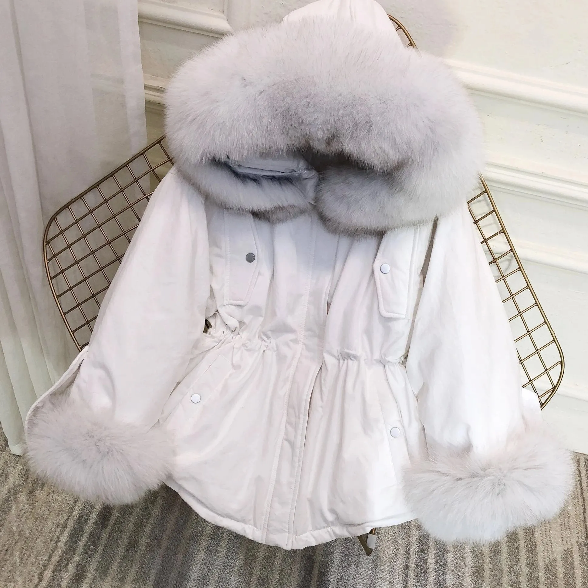 Women's Winter Casual Thick Slim Warm Parka With Fox Fur