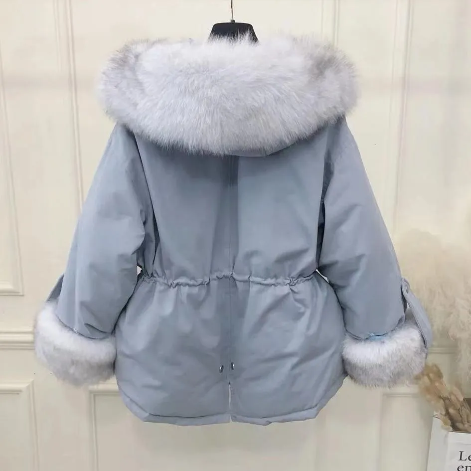 Women's Winter Casual Thick Slim Warm Parka With Fox Fur