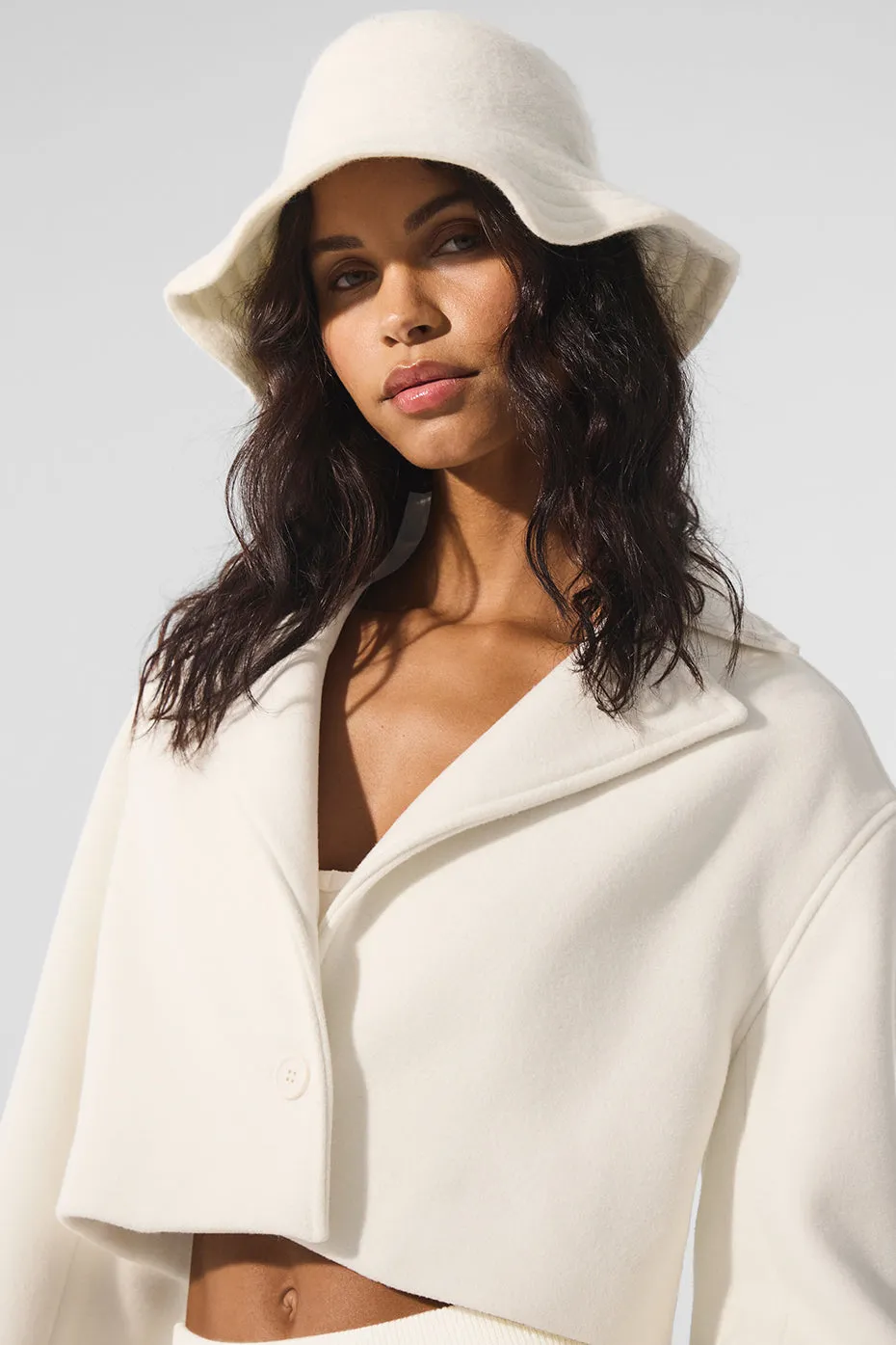 Wool Cropped Metro Trench - Ivory