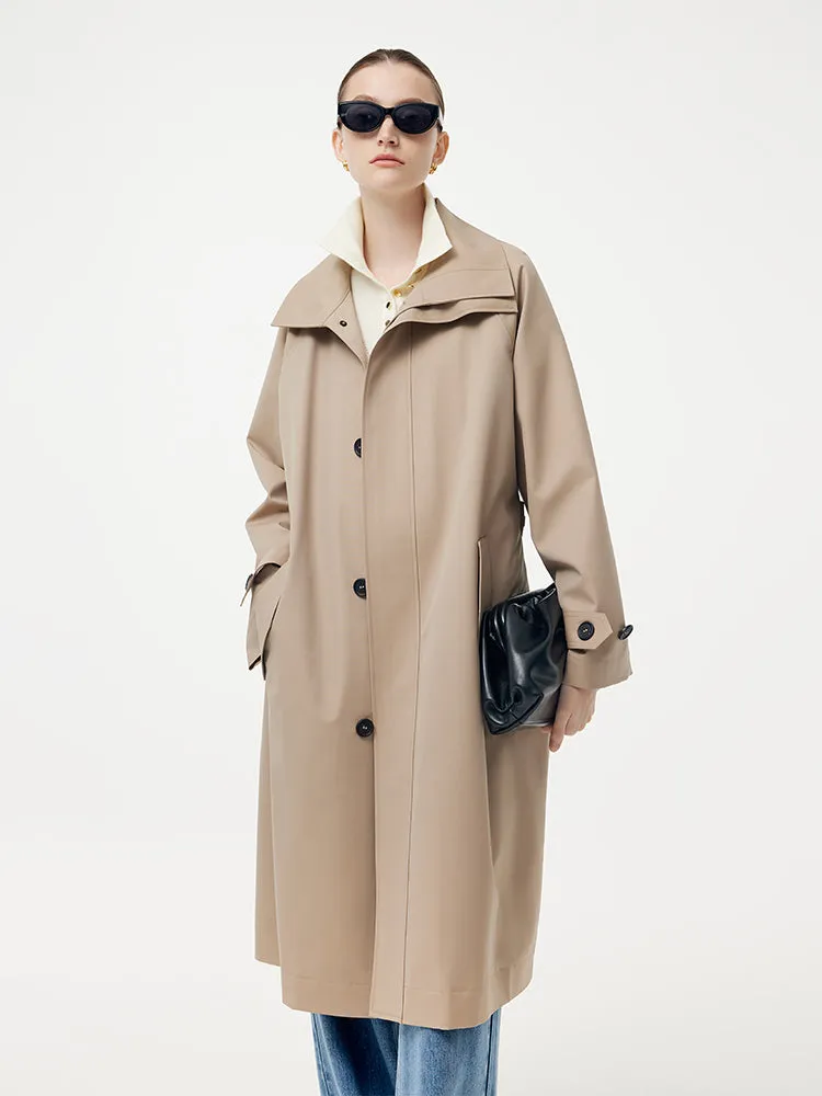 Worsted Wool Blend Waterproof Women Trench Coat With Belt